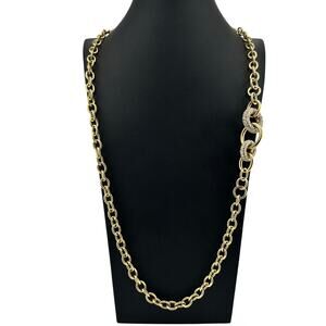 Ann Taylor Chunky Rhinestone Links Gold Tone Extra Long Statement 30" Necklace